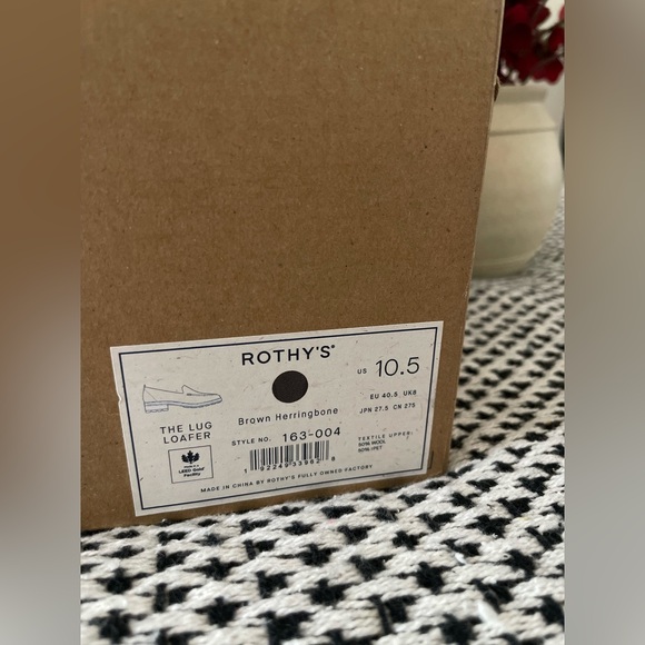 New Rothy's The Lug Loafer Merino Wool Knit Brown Herringbone Size 10.5 Chunky - Picture 6 of 13